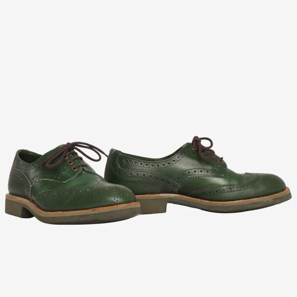 Tricker\'s Bourton Country Shoes in Green Leather Wingtip Brogues main image 5